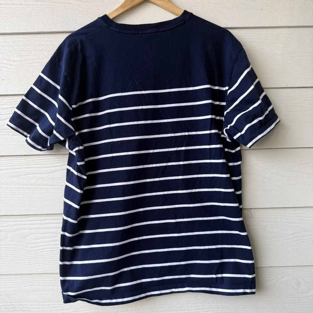 Polo Ralph Lauren Striped T-Shirt | Men’s XL | Navy Blue & White | Classic Crewn